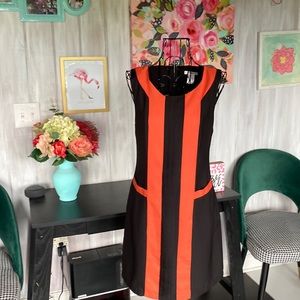 Esley Woman’s Sleeveless Dress Black with Orange Detail Small